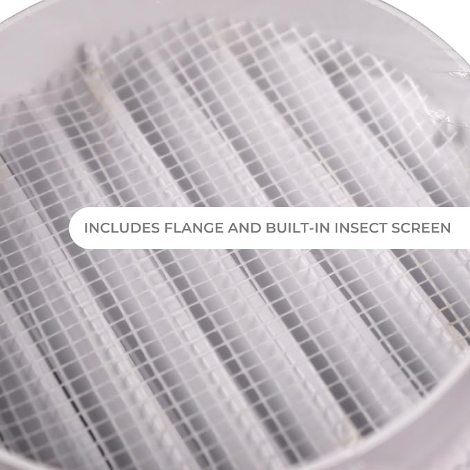VENTS-US - 4" White Round Plastic Vent Cover - Compatible with 4 Inch Diameter