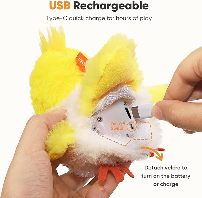 Petbobi Cat Toys Flapping Bird– Interactive Bird Cat Toy with Flapping Wings and Chirping Sounds, USB Rechargeable Motion-Activated Catnip Toy for Indoor Cats & Kittens (Non-Flying)