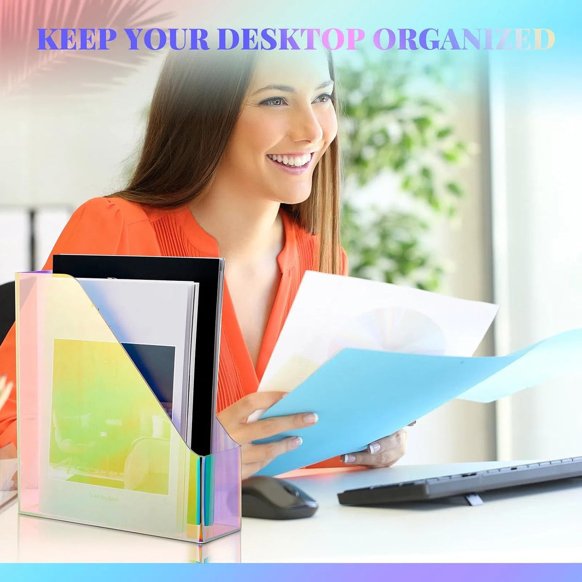Engrowtic 2 Pcs Iridescent Regular Acrylic Magazine Holder