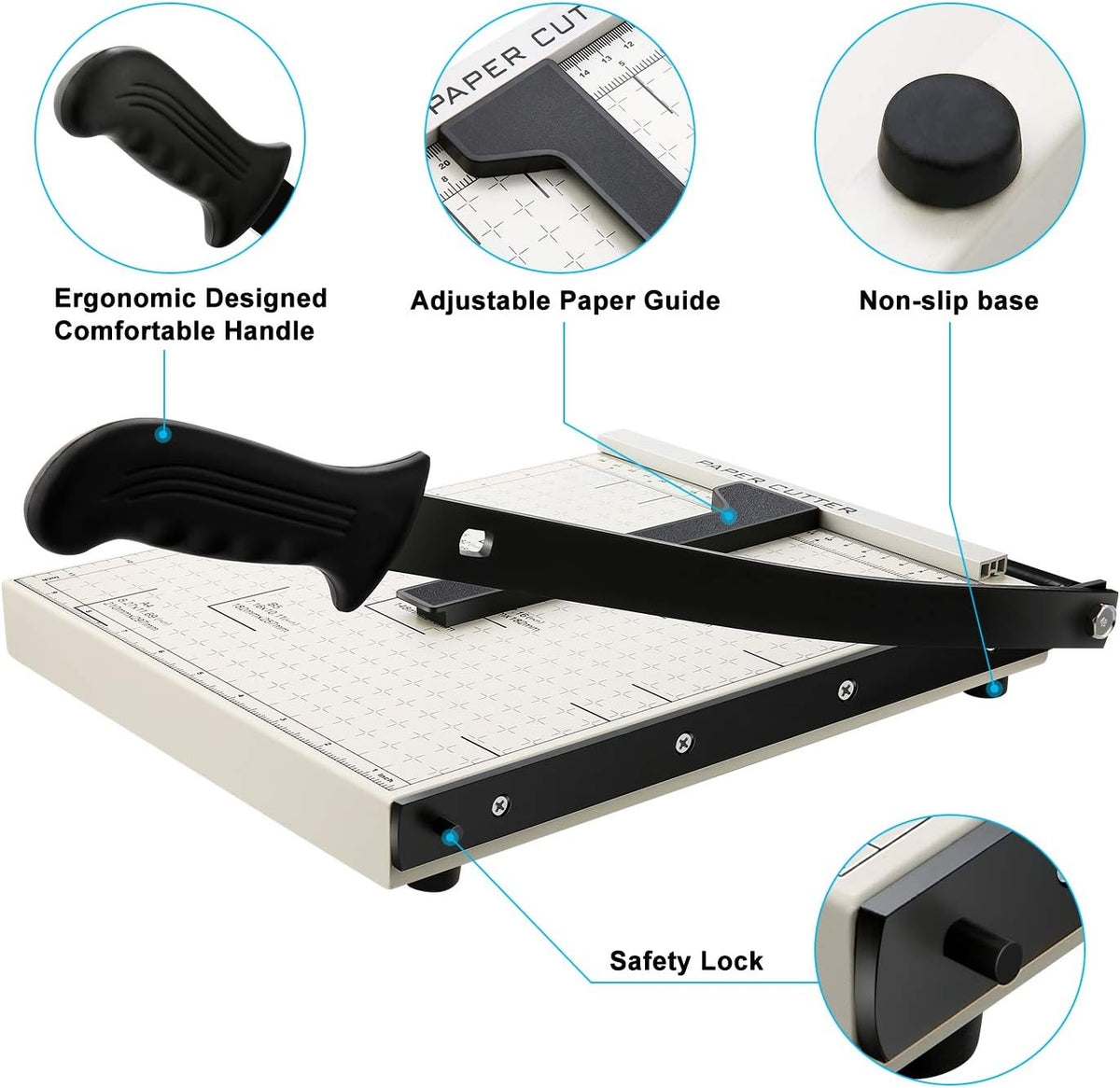 Paper Trimmer A4 Cutting Capacity 12 Sheets Paper Trimmer for Office School Creative Paper Hobbies White