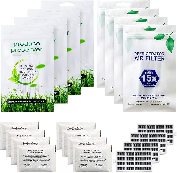 Funmit W10311524 Air Filter & W10346771A Freshflow Produce Preserver Replacement