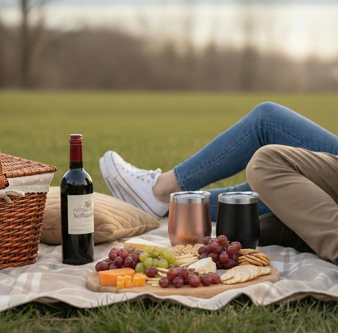 CHILLOUT LIFE 12 oz Stainless Steel Wine Tumblers 2 Pack
