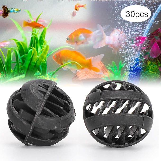 30 Pack Biofiltration Filter Balls, Removes and Nitrites, Reusable Plastic