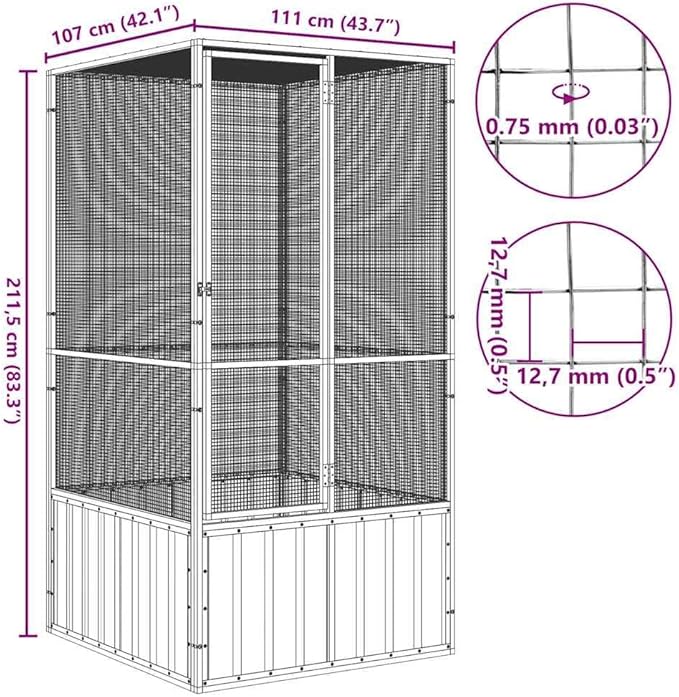 Metal Steel Large Bird Cage for Budgies, Pigeons, Galvanized Steel Birdcage Aviary House, 43.7"x42.1"x83.3", Anthracite,-568