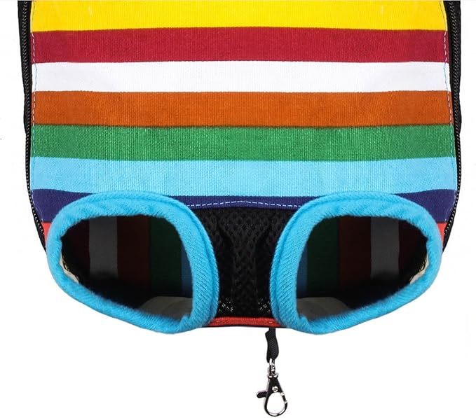 Pet Dog Puppy Cat Carrier Five Holes Backpack Double Shoulder Straps Canvas Cotton Front Chest Backpack Bag(Colourful, Medium)