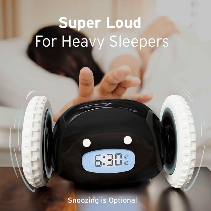 CLOCKY Extra Loud Alarm Clock for Heavy Sleepers on Wheels Rolls Runs Away