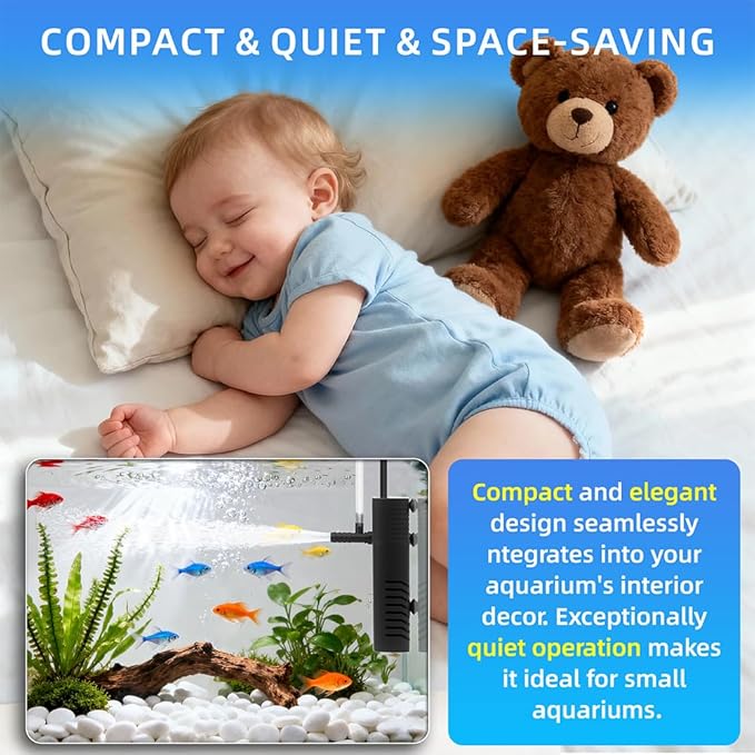Submersible Internal Aquarium Filter Multiple Function Powerful Pump Fish Tank