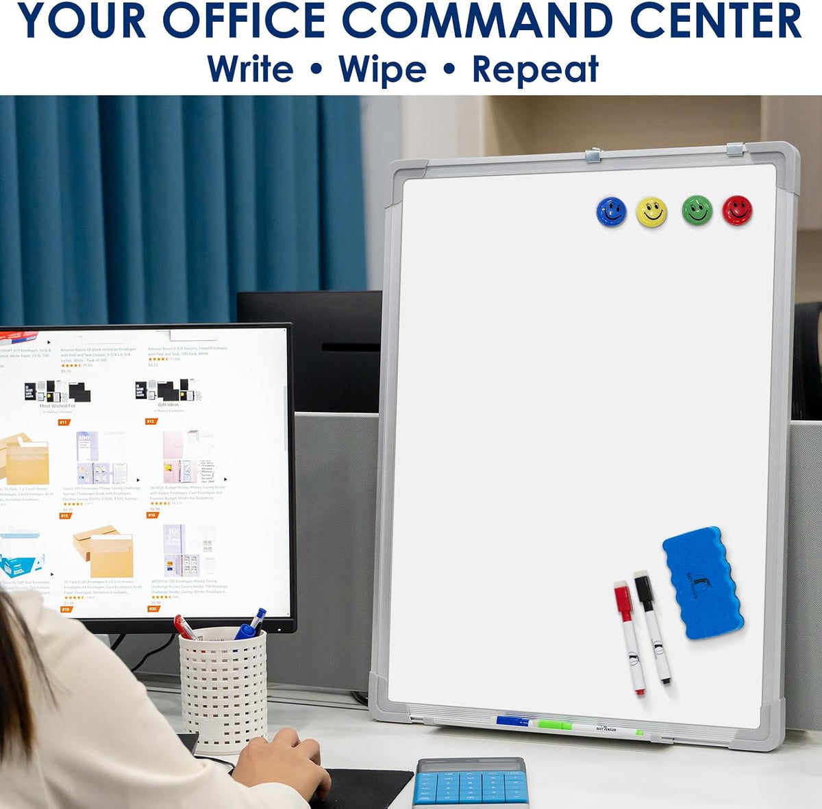 Whiteboard Set, 18x24 in Dry Erase Board, Magnetic White Board for Wall