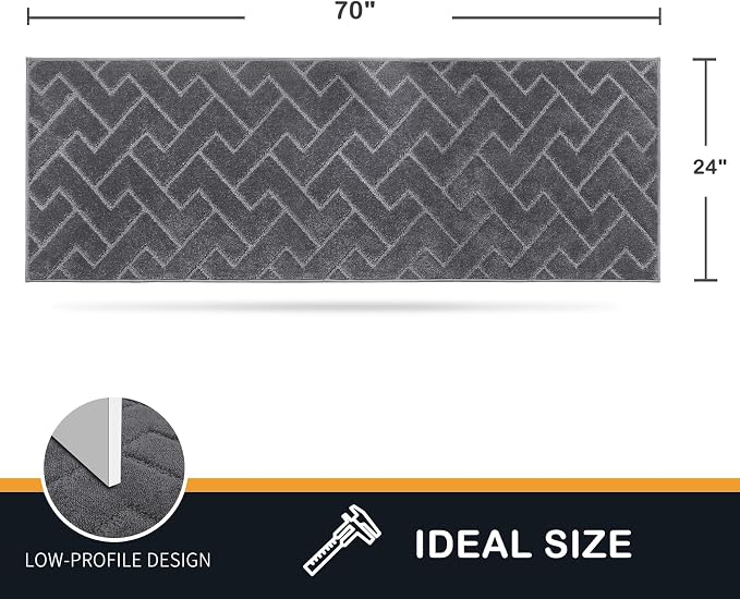 PURRUGS Dirt Trapping Door Mat 24" x 70", Non-Slip Machine Washable Entry Rug