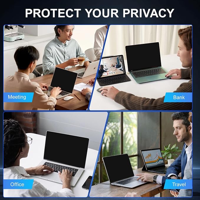 2Pack Magnetic 13.3 Inch Laptop Privacy Screen 16:9 Aspect Ratio, Removable