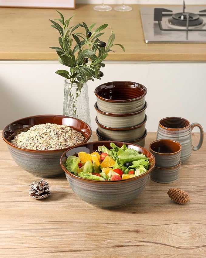 Hasense Serving Bowls, 84 Ounce Ceramic Serving Dishes