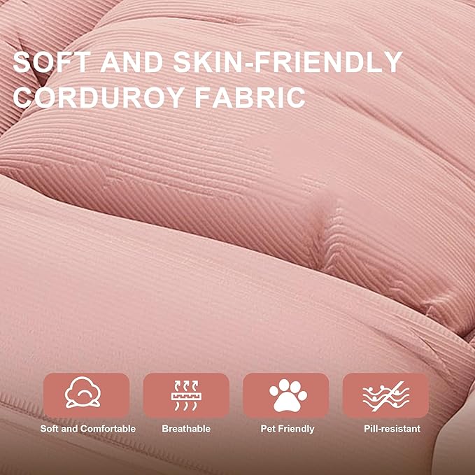 Adjustable 5-Position Human Dog Bed for People, Big Comfy Plush Floor Gaming Lazy Sofa Chair with Pillows & Back Support, Foldable Lounge Loveseat Couch for Living Room Bedroom (Pink①)