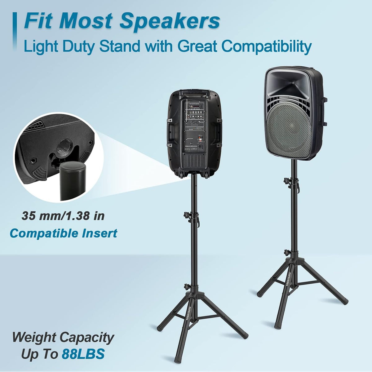 Vondynote Tripod Speaker Stands Pair 33.5"-53.5" PA DJ Mini Speaker Stands