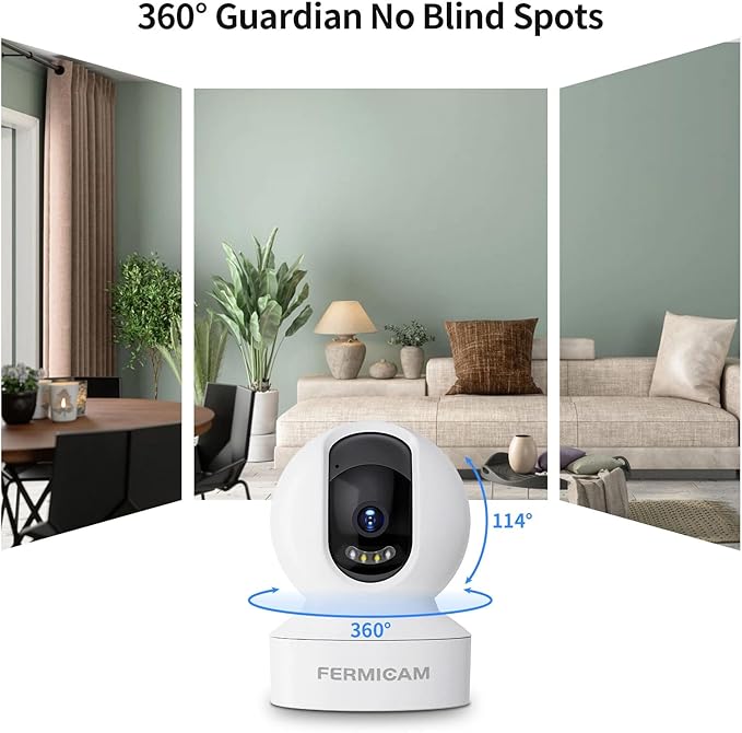 Wireless Indoor Security Camera,1080 HD Pet Camera,360° Home Cameras,Motion Detection, 2-Way Audio, Night Vision, Cloud & SD Card Storage、WiFi-2.4G
