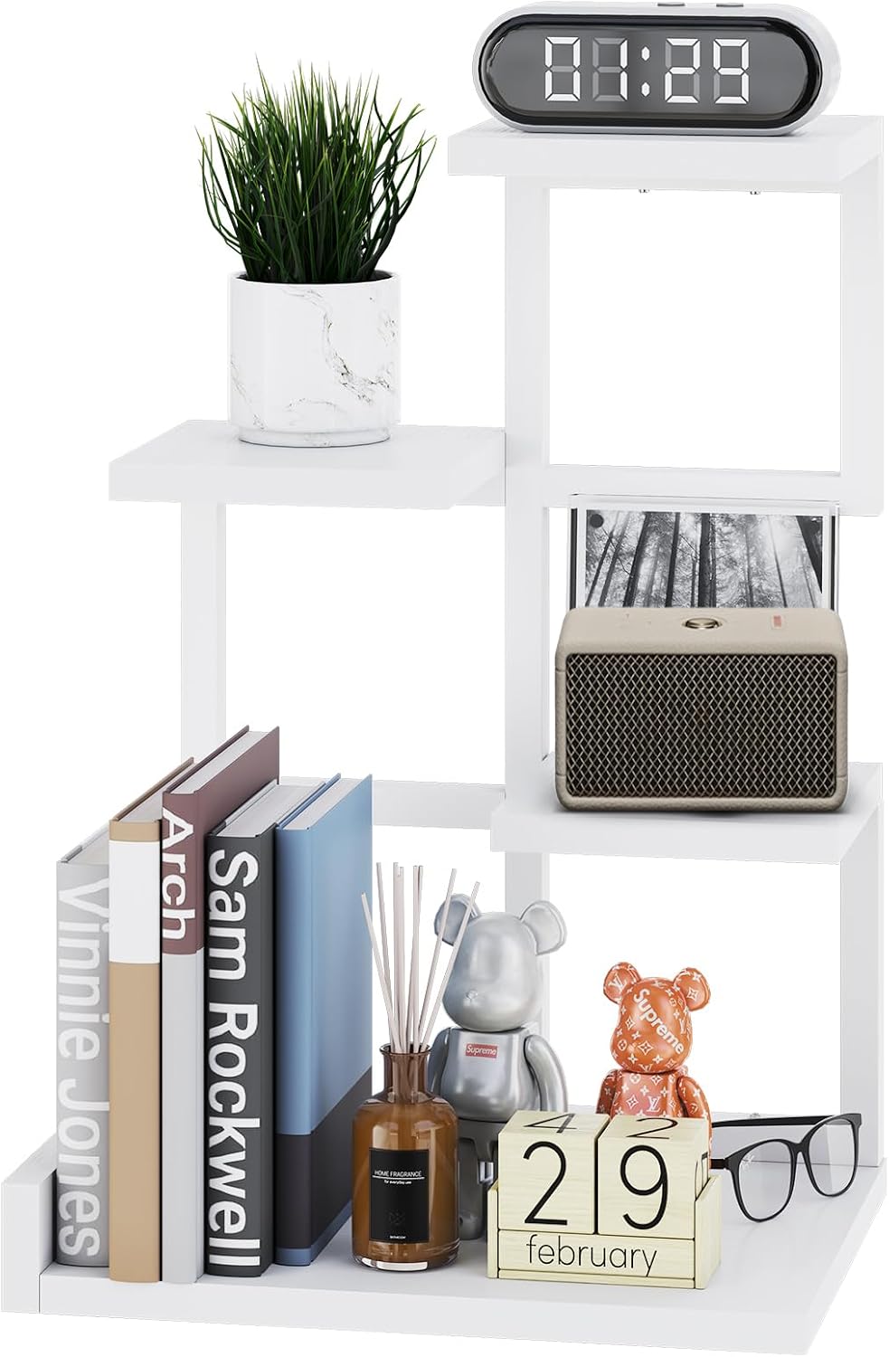 YMYNY 4 Tier Desktop Shelf Organizer 12.2x9.45x17.52 White HSR007W