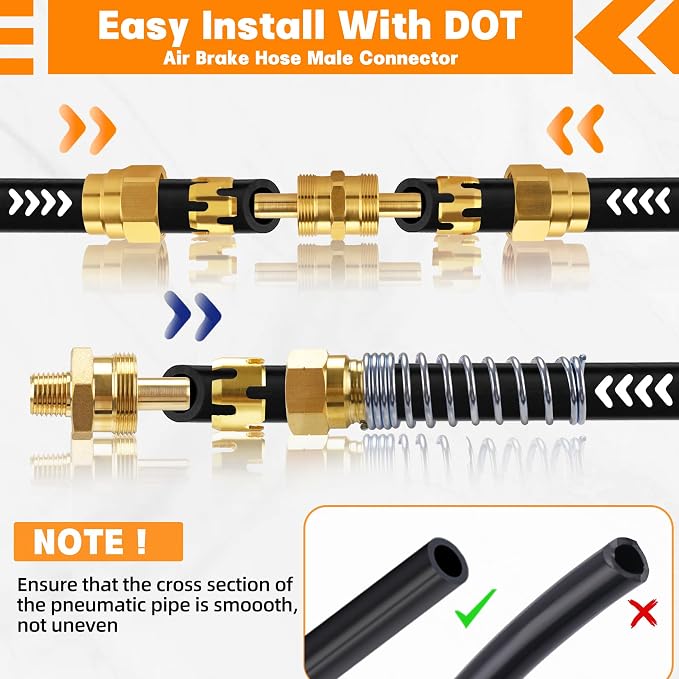 32PCS Brass DOT Air Brake Hose End Fitting Kit
