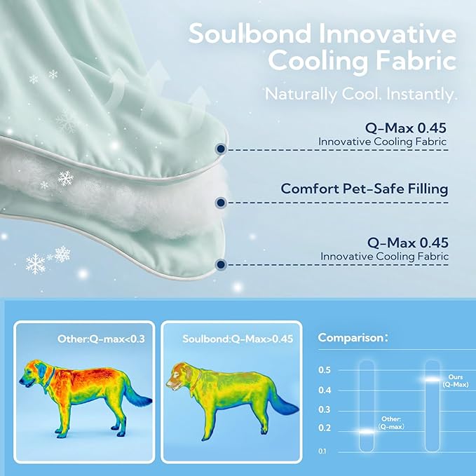 Soulbond Cooling Blanket for Medium Dogs - Q-MAX>0.45, Washable Cool Pet Cats Throw Blanket for Hot Weather, Self-Cooling Soft Dog Mat for Bed Crates Couch Sofa Cars(29"x40", Aqua Green)