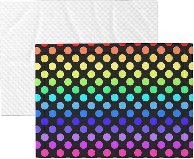 Pet Blanket for Indoor Outdoor Use, Colorful Rainbow Polka Dots, Two Sided Reversible Plush Mat with Bumpy Dot Texture for Patios Crates Portable Bed Companion