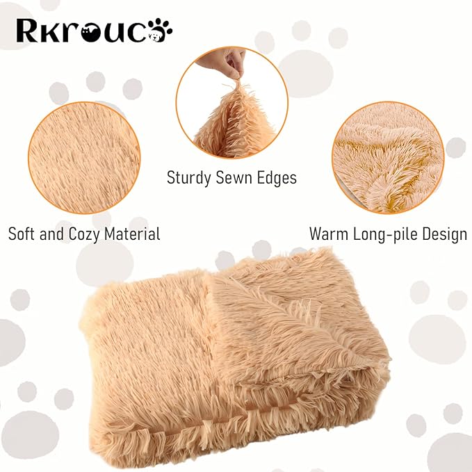 Pets Bed Blanket Dogs Reversible Soft Dog Throw Blankets Cats Mat Sleeper Fuzzy Pet Couch Covers Washable Cat Puppy Cover for Beds Car Sofa Travel Double Sided Furniture Protection (Champagne,L)