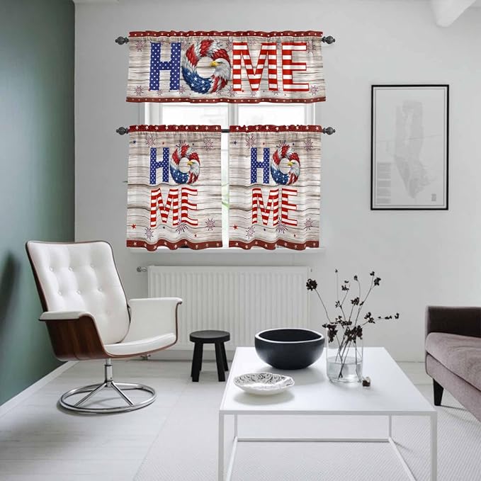 4th of July Kitchen Curtains Set 3 Piece