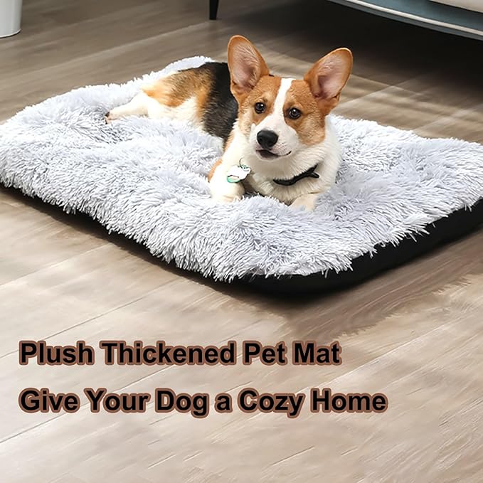 Dog Crate Mat, Dog Bed for Large Dogs, Comfy Fluffy Kennel Pad Anti-Slip for Dog beds & Furniture, Quilted Dog Bed for Pets for Medium/Small Dogs Cats (Color : Apricot, Size : 36x25)