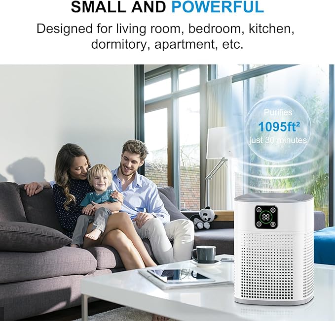 2 Pack Air Purifiers for Home Bedroom up to 2190ft², Honeyuan H13 HEPA Air