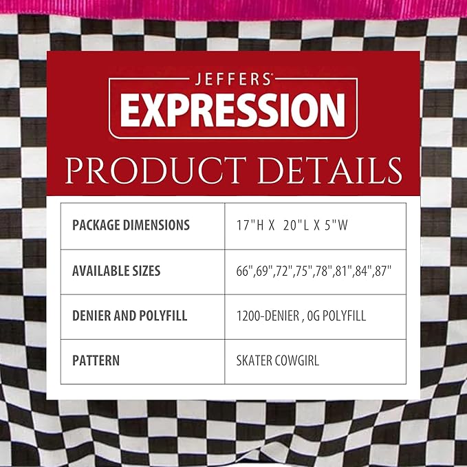 Jeffers Expression 1200 Denier Standard Neck Turnout Sheet, Skater Cowgirl, 84"- Waterproof, Breathable Horse Sheet with 0g Polyfill, No Insulation - Ideal Protection for Wind & Rain, Light Weight