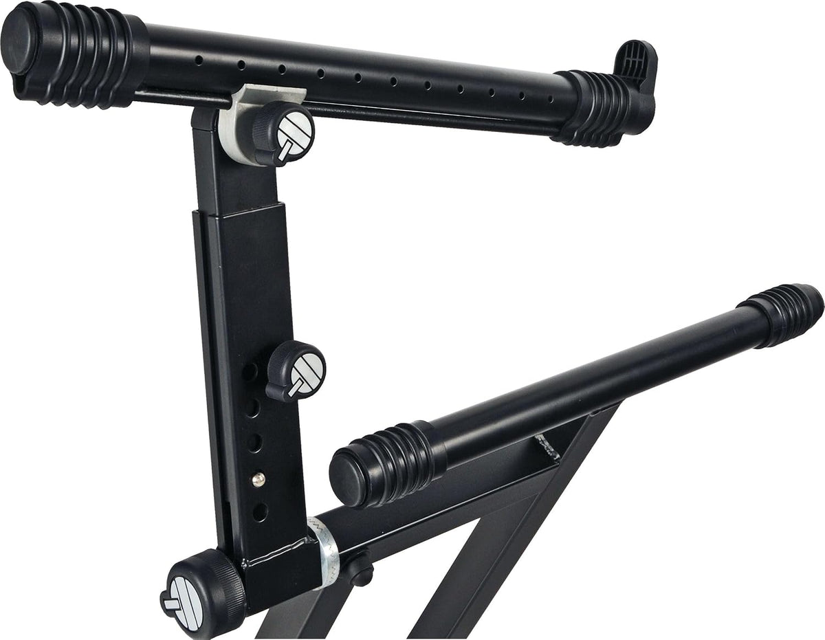 QUIK LOK - QL742 Heavy-Duty 2-Tier X Keyboard Stand - Double-Braced Steel Performance Frame with Fully Adjustable Second Tier, Black