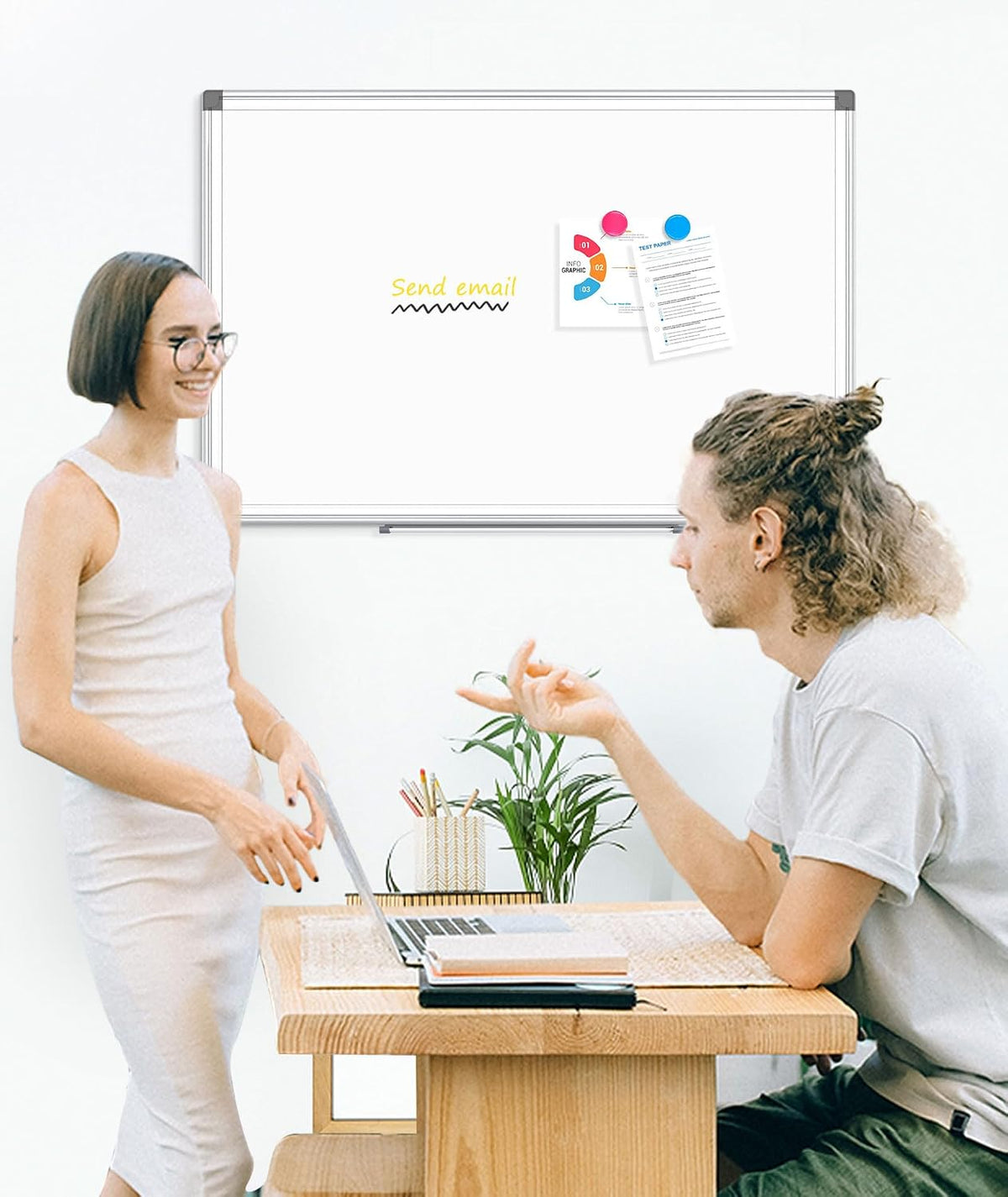 4 Pack Double-Sided Magnetic Aluminum Frame Whiteboard, 24" x 18"