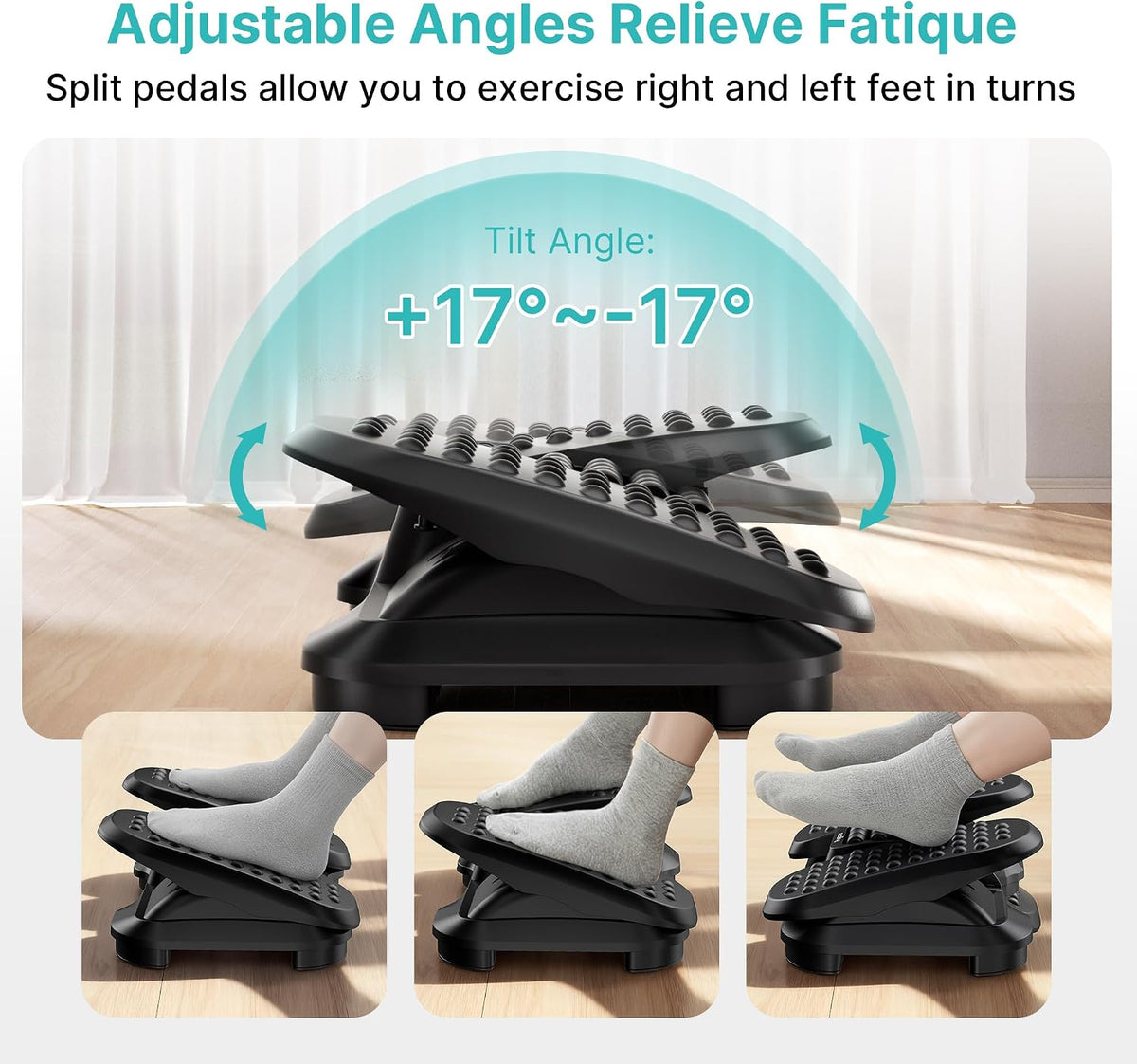 PEGZONE Under Desk Foot Rest with Massage Texture and Roller, 2 Heights