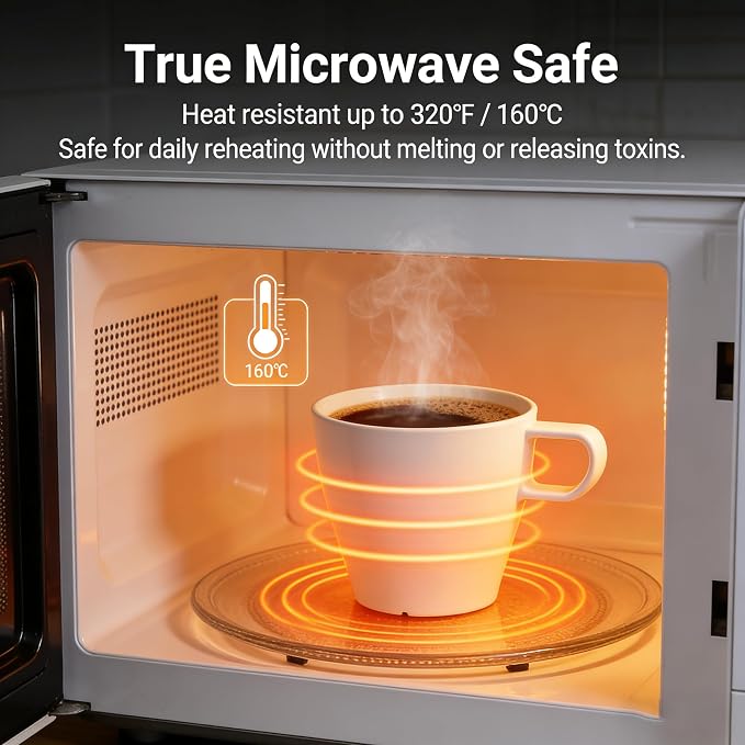 6-Pack 10oz Unbreakable Coffee Mugs, Microwave Safe Premium Drinkware,
