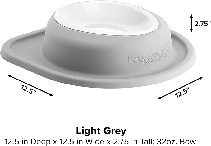 WeatherTech Single Low Pet Feeding System w/Plastic Dog/Cat Bowls - 32 oz (4 Cups) Light Grey (PSL3203LG)