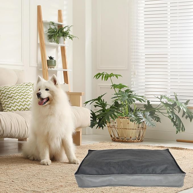 Dog Bed Cover, Comfortable and Quiet Dog Bed Covers for Pet Mat Bed,Washable Removable Cover，Faux Leather Pet Nest, 44" L x 32" W x 4" H，Cover Only