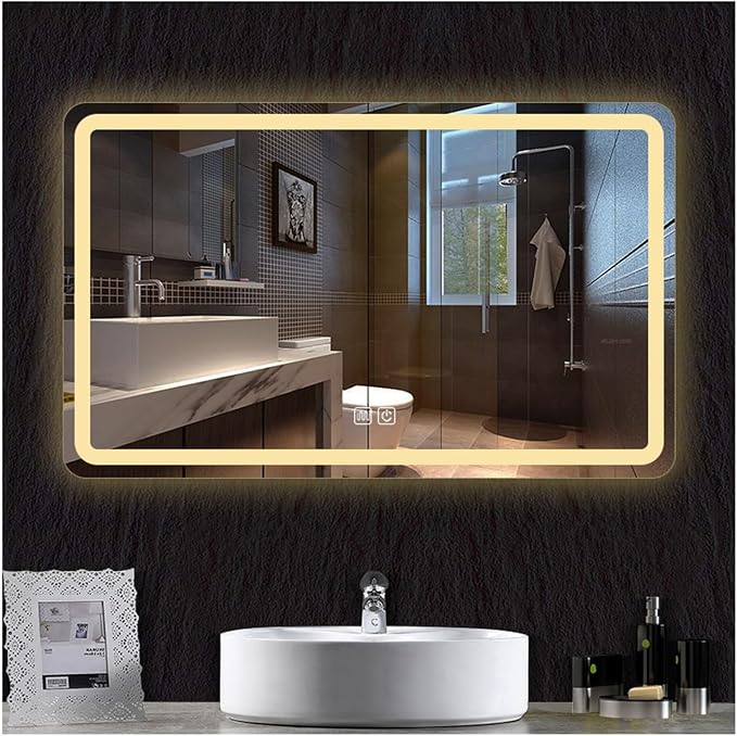 Smart Lighted Bathroom Mirror for Wall，Bathroom Mirror