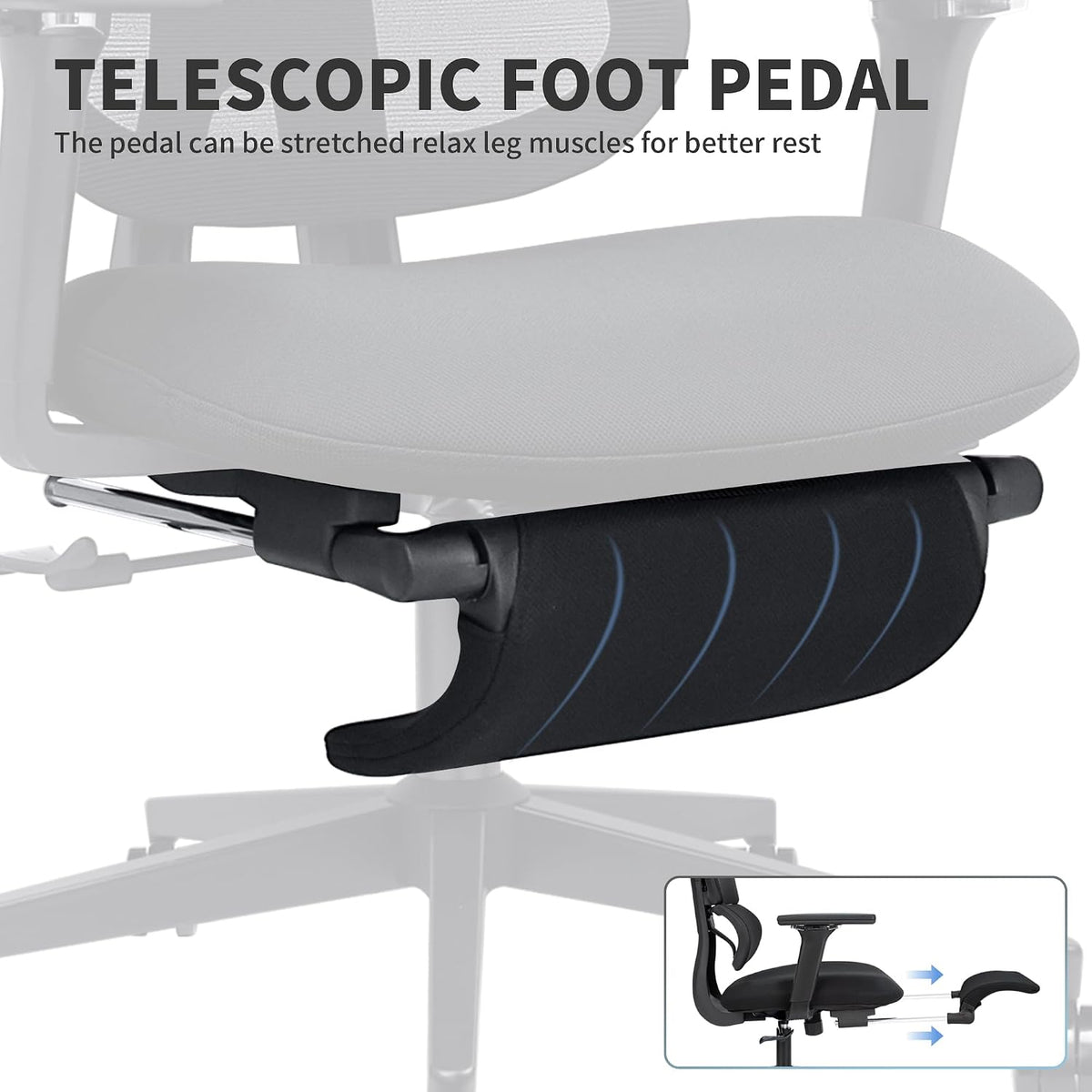 Ergonomic Office Chair with Footrest, 90-135° Reclining High Back Desk Chair with Lumbar Support, 2D Headrest, 4D Armrests, Computer Chair for Long Hours, Black
