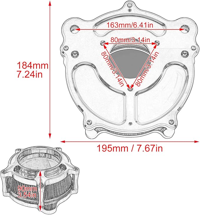 HDBUBALUS Motorcycle Air Filter Cleaner Intake Filter System Kit