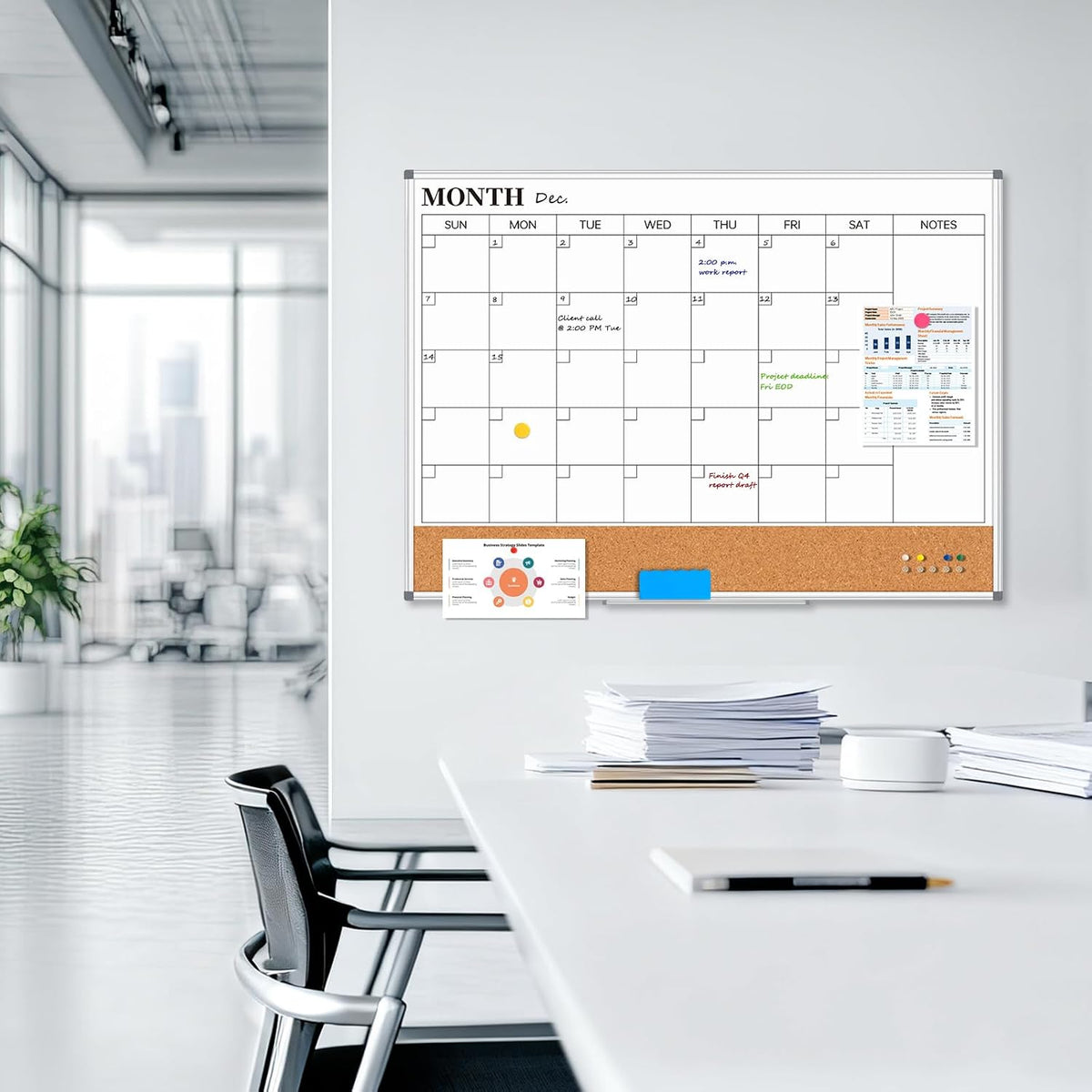 Large Dry Erase Calendar Whiteboard for Wall, 48" x 36" Month White Board