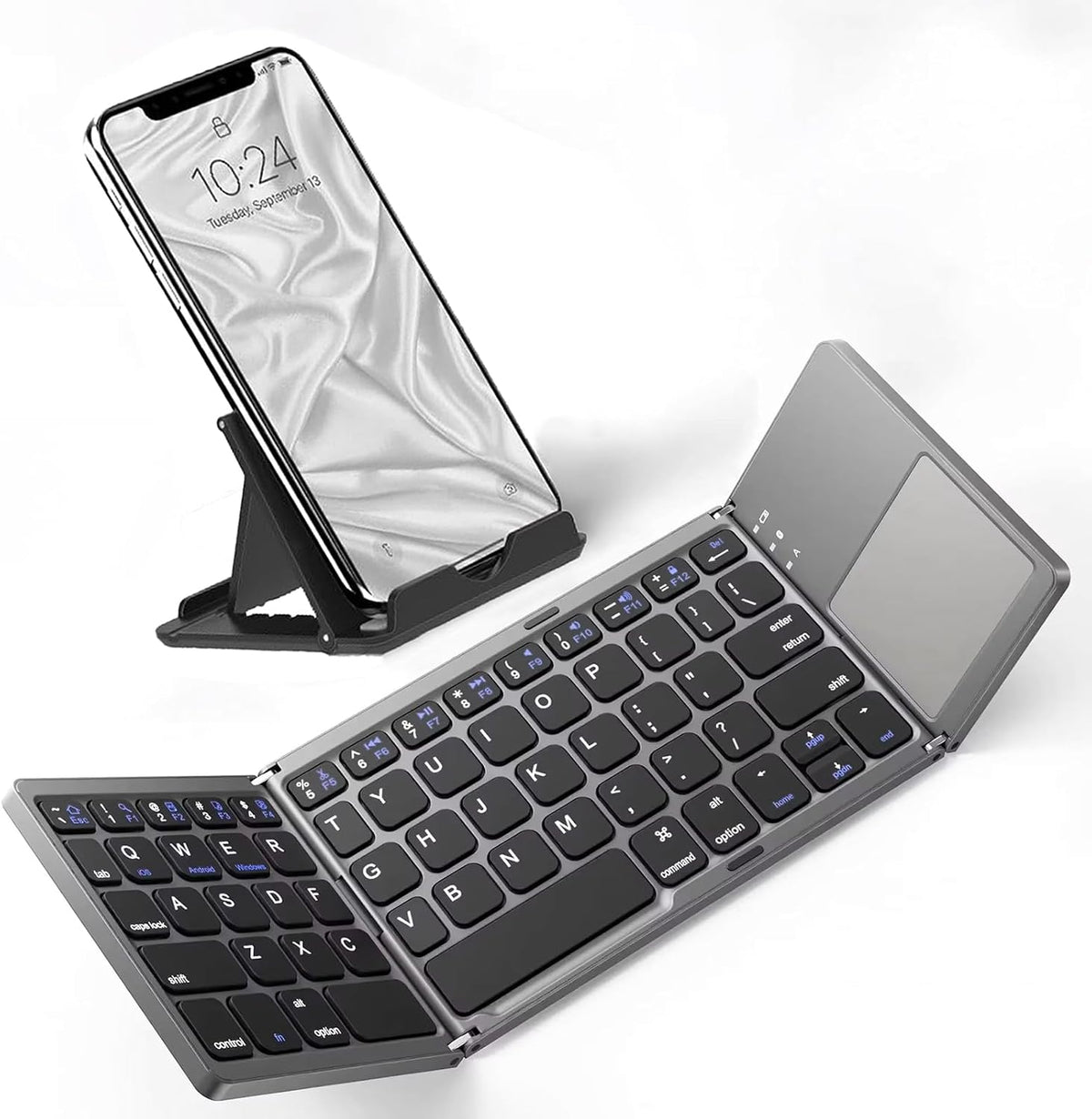 Slim Foldable Wireless Keyboard Compatible with Microsoft Surface Book Pro 3/2 Performance Includes TOUCHPAD Mouse /48H Use/560 Days Standby/Portable/Compact/Tri-Fold/Rechargeable