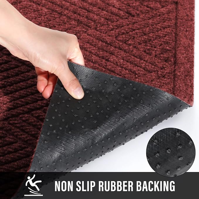 HIYARD Sturdy Front Door Mat, Absorbent Muddy Dirt Resist Welcome Door Mats