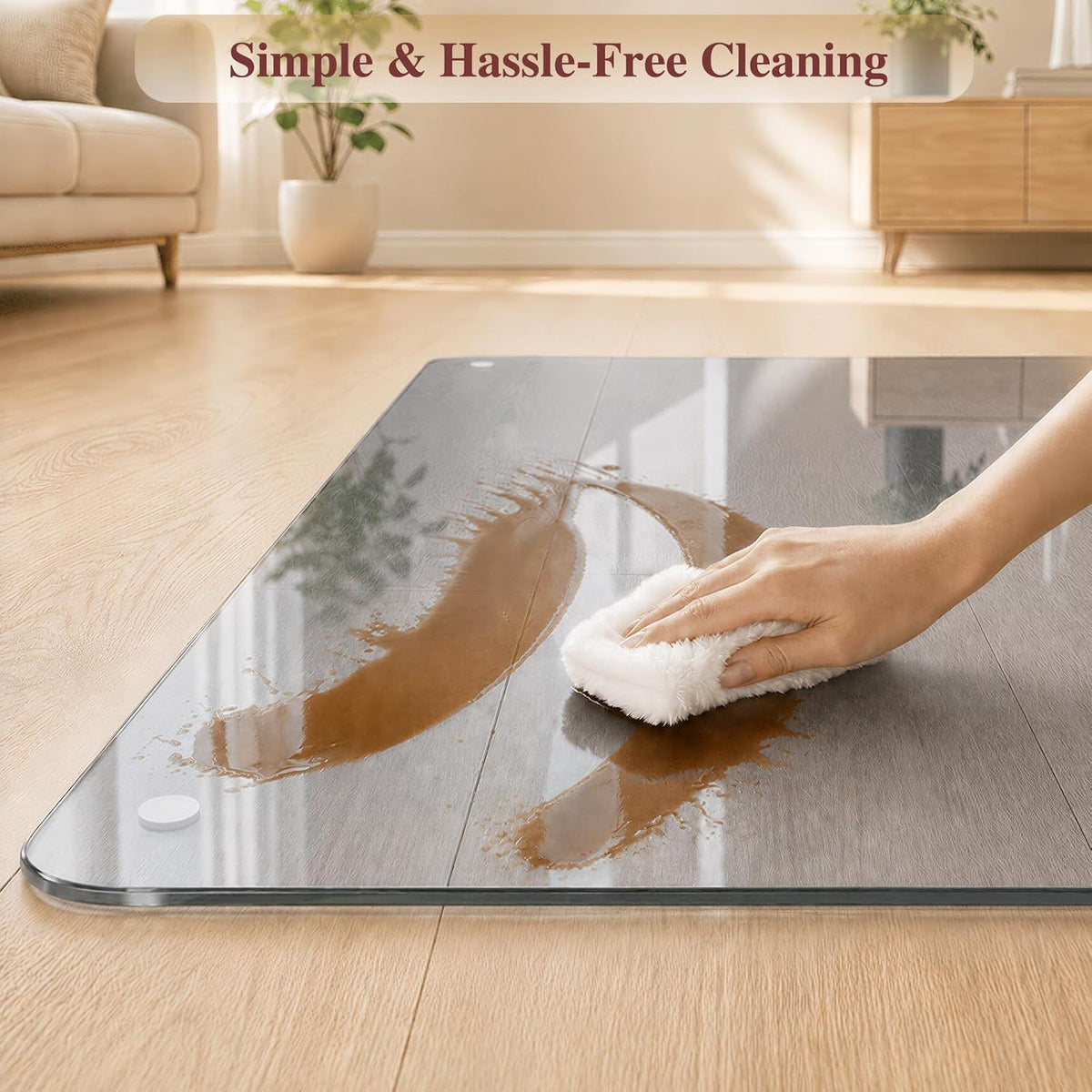 Tempered Glass Chair Mat for Carpet, 46"x55" Grey Floor Mat