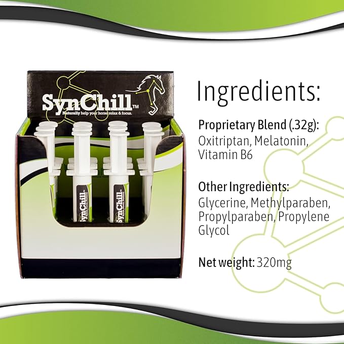 SynChill Oral Horse Calming Gel, 100% Natural & Nutritional Supplement, Lab Proven Results, Designed for Focus & Performance, Approved by Olympic Professionals & Veterinarians, Made in USA - 10 Pack