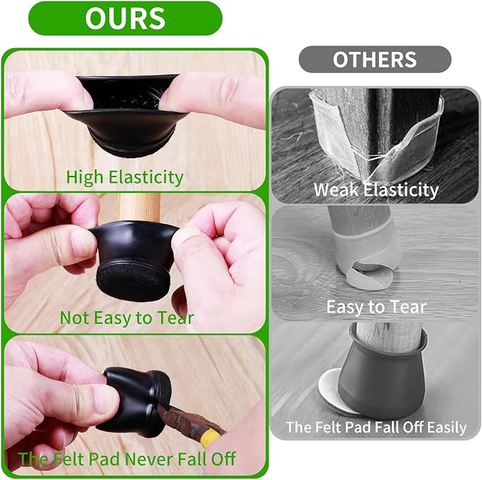 24 Pcs Silicone Chair Leg Floor Protectors