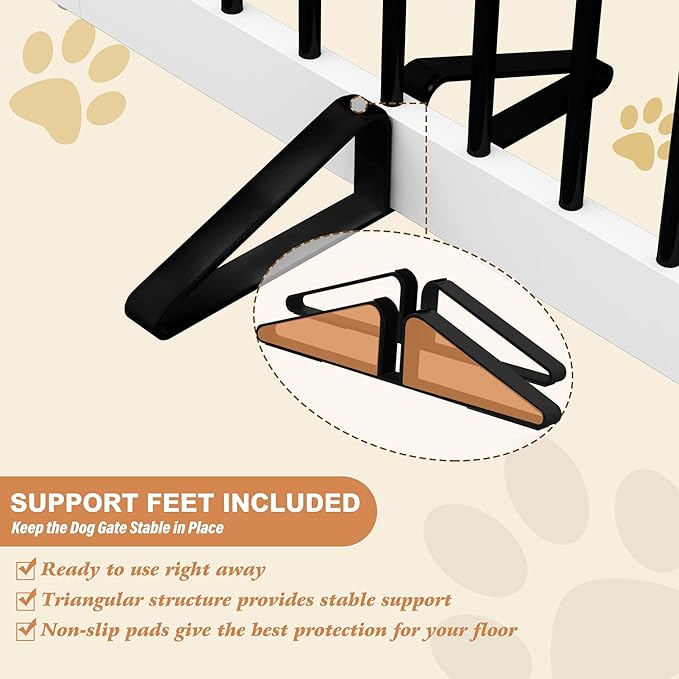 Freestanding Pet Gate for Dogs, Indoor Wooden Dog Gate for House, Foldable Dog Gate for Doorway, Stair, Gates for Dogs Indoor, 80 Inch Wide, 4 Panels 32", White