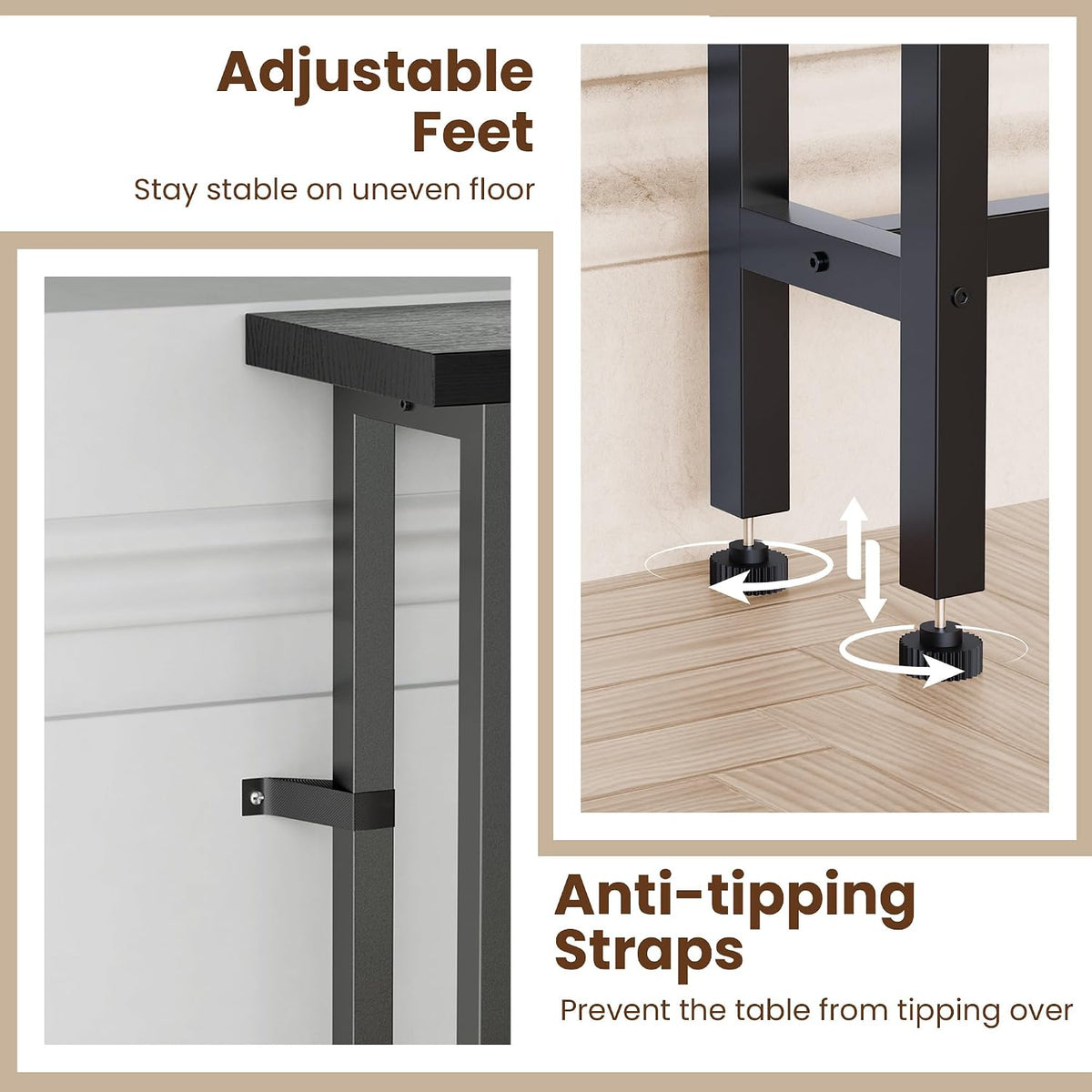 GRLEAF 90 Inch Narrow Sofa Table with Power Outlet, Extra Long Console Table Behind Couch Table with Charging Station, Skinny Entryway Table Thin Table for Living Room, Narrow Spaces (Black)
