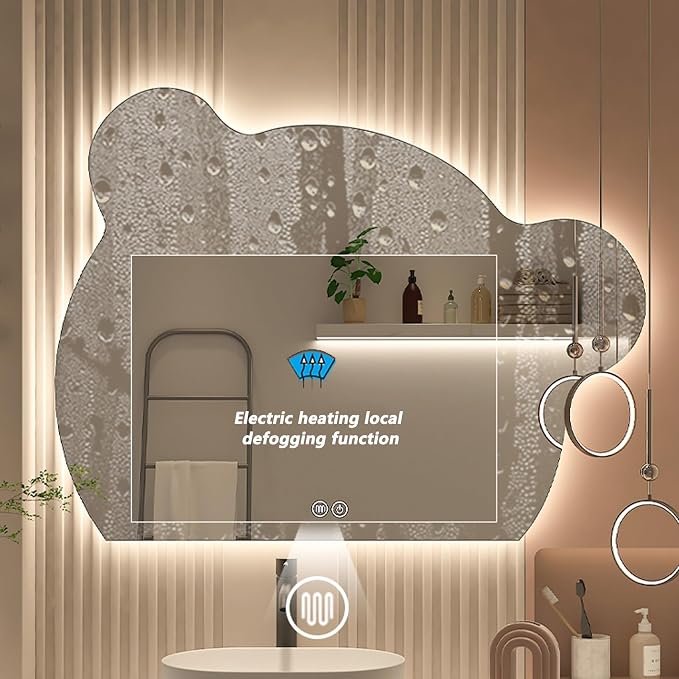 Cute Bear Wall Mirror, Wall Mounted Multifunction Bathroom Vanity Mirror