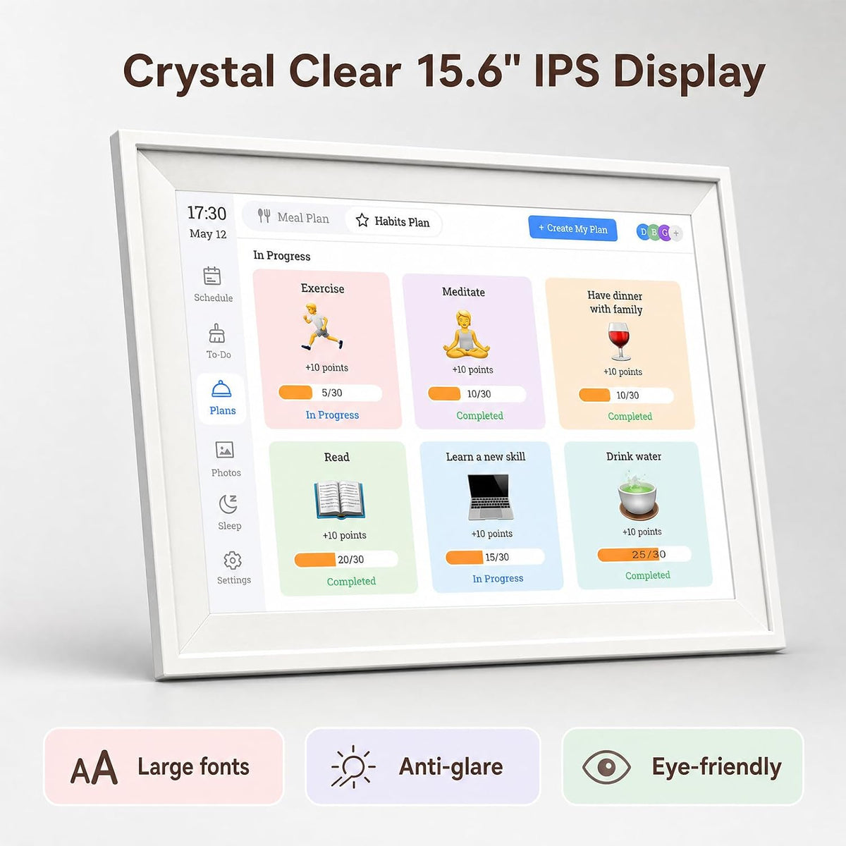 15.6 Inch Digital Calendar Wall Touch Screen, 32GB Electronic Smart Family Planner with Chore Chart, Wall & Desk Mountable, Interactive Calendar for Home, Gifts for Mom Dad Women Men