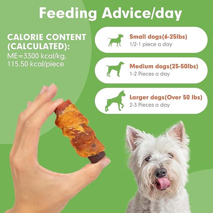 MON2SUN Rawhide Free Dog Treats, 3 Inch Triple Flavor Chicken Wrapped Duck and Beef Rolls for Small Dogs, Healthy Snacks, 13.23oz
