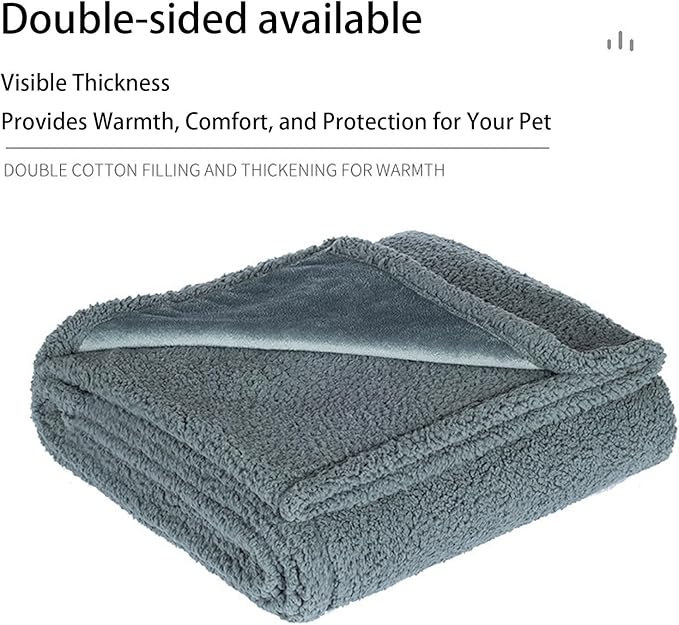 Waterproof Pet Blanket, Lovers Blanket Reversible Plush Sherpa Fleece Furniture Protector for Sofa, Bed & Couch, Liquid & Pee Proof Dog Blanket Cover for Dogs Cats Lovers Couples (Gray, L(57"x65"))