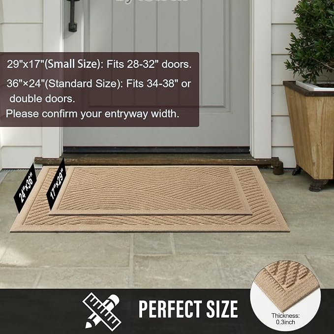 HIYARD Sturdy Front Door Mat, Absorbent Muddy Dirt Resist Welcome Door Mats
