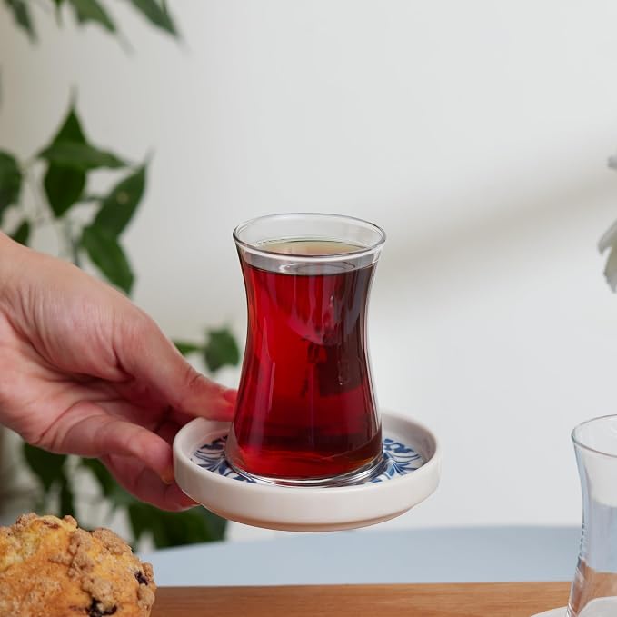 KARACA Mavili Turkish Tea Cups Set
